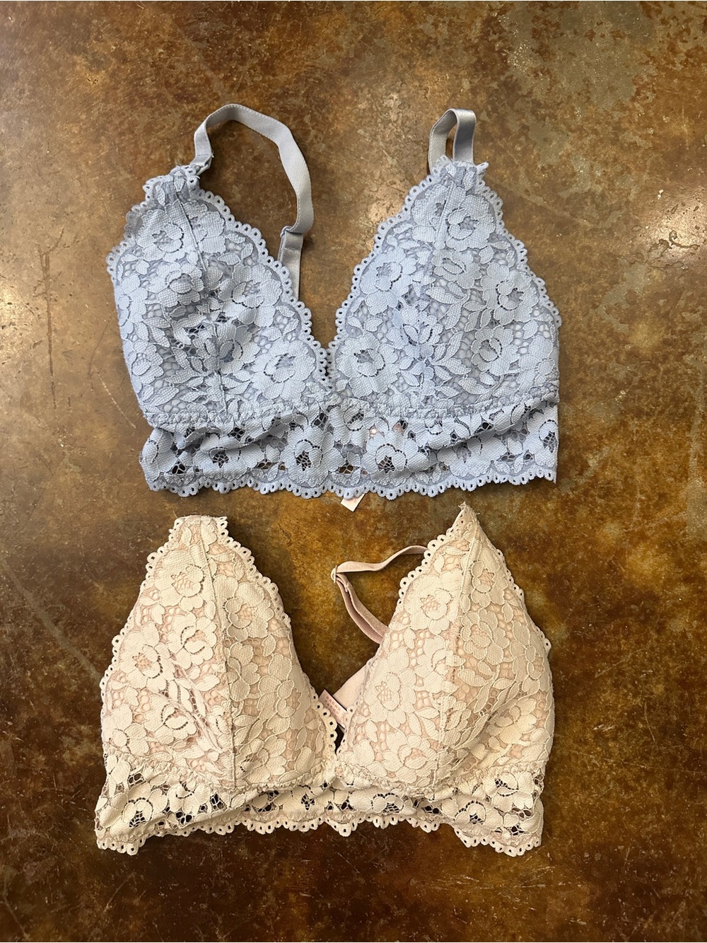 Momanda Lace nursing Bralette Set in Light Blue and Cream